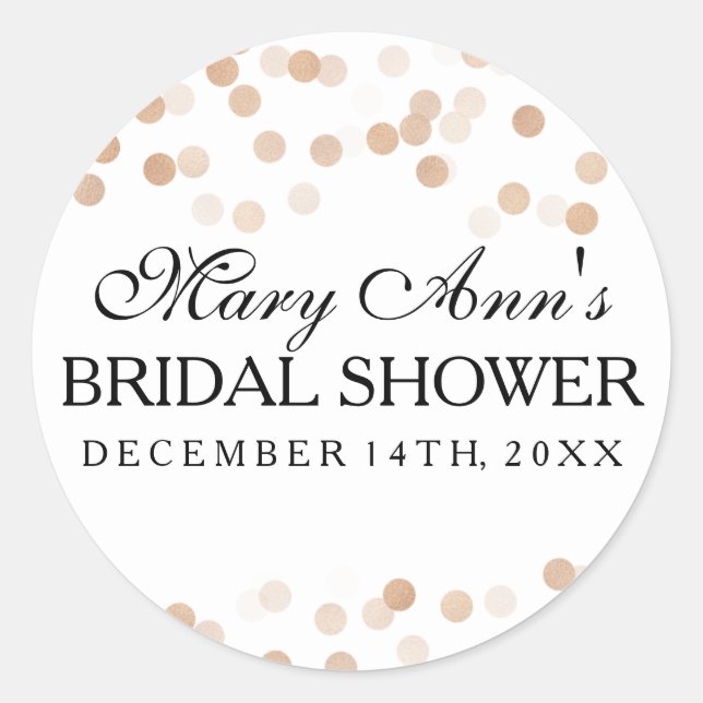 Wedding Favour Tag Faux Copper Foil Glitter Lights (Front)