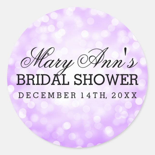 Wedding Favour Tag Purple Glitter Lights (Front)