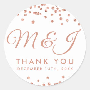 Wedding Favour Tag Rose Gold Glitter Confetti Whit
