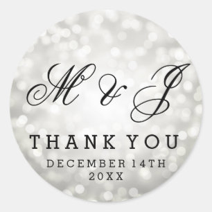 Wedding Favour Tag Silver Glitter Lights