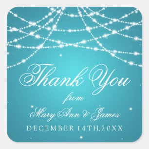 Wedding Favour Tag Sparkling String Turquoise