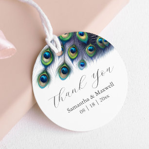 Wedding Favour Tags Peacock Feathers