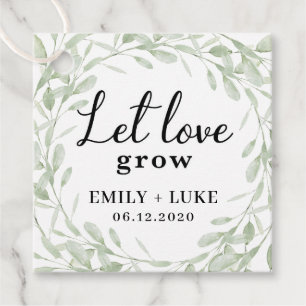 Wedding Favour Tags, Plant Favour Tag, Let Love Gr Tags