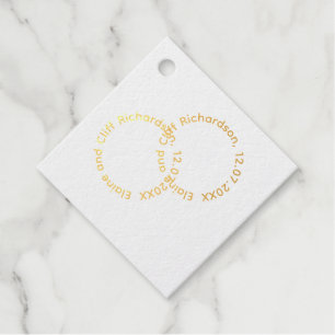 Wedding Favour Tags with Names, Diamond Shape