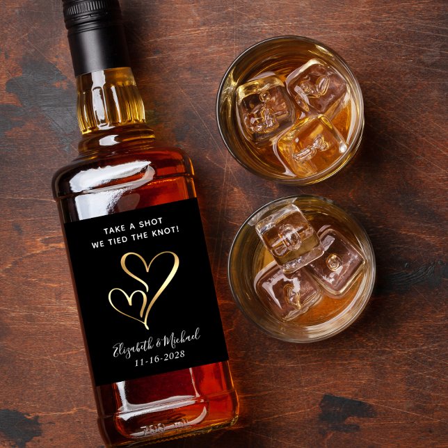 Wedding Favour Take A Shot We Tied The Knot Liquor Bottle Label (Take a shot, we tied the knot! Raise the bar at your reception with our fun mini liquor bottle label)