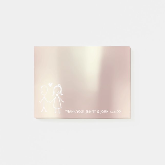 Wedding Favour Thank You Metallic Rose Gold Post-it Notes (Front)