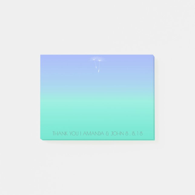Wedding Favour Thank You Ocean Blue Ombre Post-it Notes (Front)