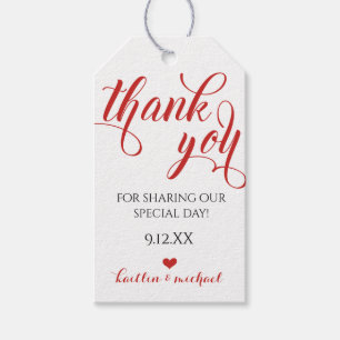 Wedding Favour Thank You Tag - Swirls Calligraphy