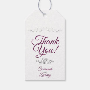 Wedding Favour Thank You White with Cassis Purple Gift Tags