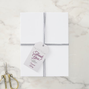 Wedding Favour Thank You White with Cassis Purple Gift Tags