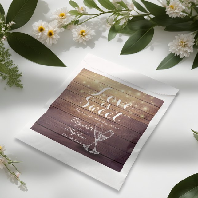 Wedding Favour Treats Bags Champagne Glasses Wood (Creator Uploaded)