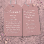 Wedding Favour Welcome Basket Bag Dusty Rose Gift Tags<br><div class="desc">Featuring signature style names,  this elegant two-sided bdusty rose and white tag can be personalised with your special thank you information in chic lettering. Designed by Thisisnotme©</div>