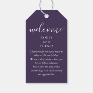 Wedding Favour Welcome Basket Bag Purple Gift Tags