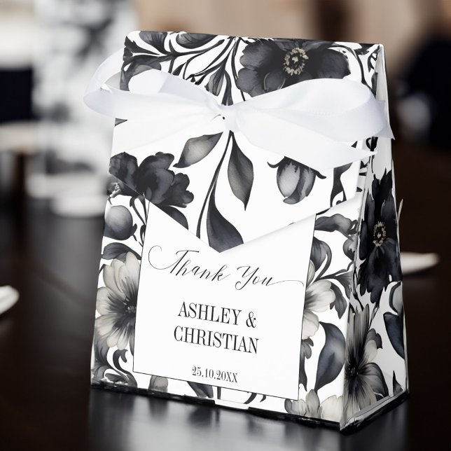 Wedding favours black and white floral favour box (Wedding favors black and white elegant floral favor box wedding favors personalized box floral)