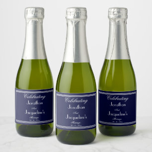 Wedding favours chic script names elegant mini sparkling wine label