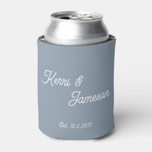 Wedding Favours Dusty Blue Minimalist Script Can Cooler