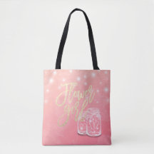 Wedding Favours Flower Girl Mason Jar String Light Tote Bag