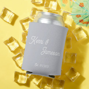 Wedding Favours Grey Minimalist Script  Can Cooler