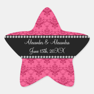 Wedding favours Pink damask Star Sticker