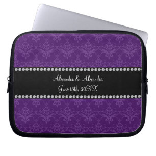 Wedding favours Purple damask Laptop Sleeve