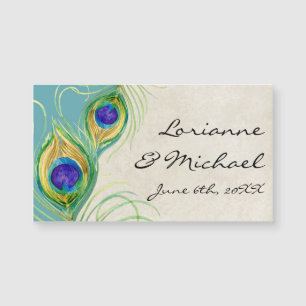 Wedding Favours Reception Peacock Feathers aqua