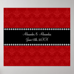 Wedding favours red damask poster