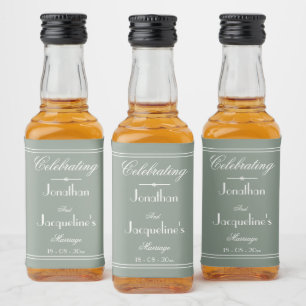 Wedding Favours Rustic Sage Green Script Cute Mini Liquor Bottle Label