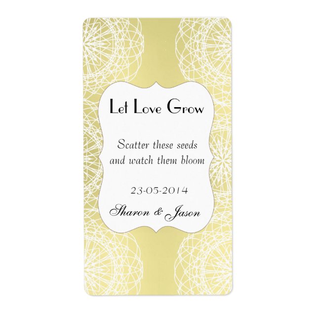 Wedding Favours Seed Packet Labels Let Love Grow (Front)