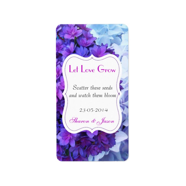 Wedding Favours Seed Packet Labels Let Love Grow (Front)
