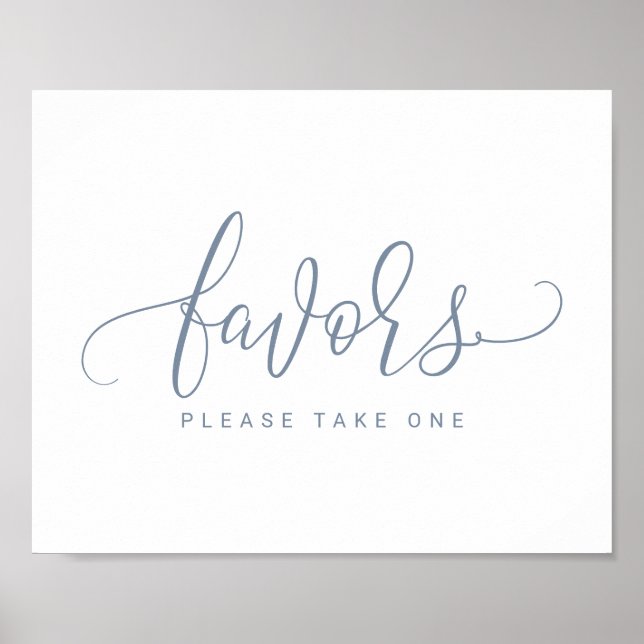 Wedding Favours Sign - Bounce Script (Dusty Blue) (Front)