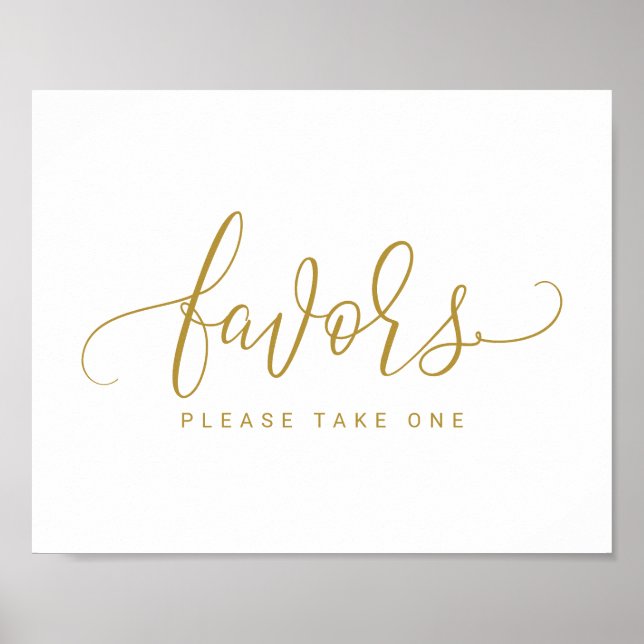 Wedding Favours Sign - Bounce Script (Flat Gold) (Front)