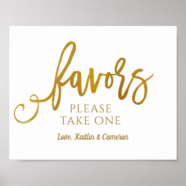 Wedding Favours Sign "Please Take One" | Gold Foil (Front)