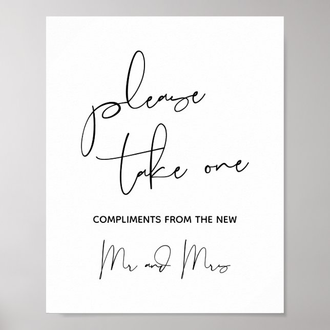 Wedding Favours Sign, Please take one  Poster (Front)