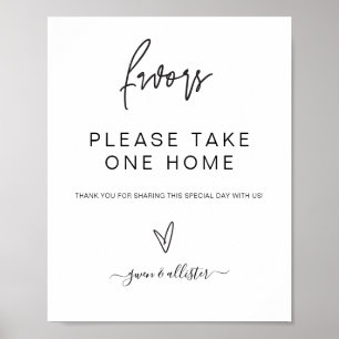 Wedding Favours Sign Table Reception Poster