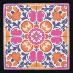 Wedding favours talavera Mexican tile printed  Stone Coaster<br><div class="desc">Wedding favours talavera pink orange printed marble stone coasters,  colourful vintage Mexican tile folk pattern coasters makes beautiful wedding favour gifts and also decorates your wedding table</div>