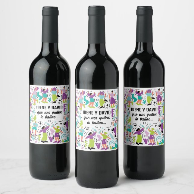 Wedding Festival "Let the Dances Take Away" Morado Wine Label (Bottles)