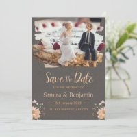 Wedding Figurine of a Couple, Dark Grey and Orange