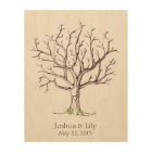 Wedding Fingerprint Tree (Brown) Wood Print