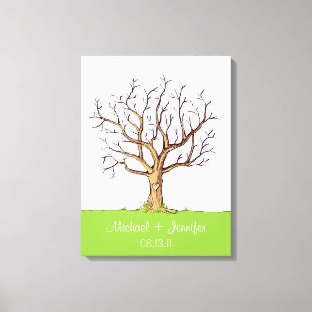 Wedding Fingerprint Tree (Colour) Canvas Print (Front)