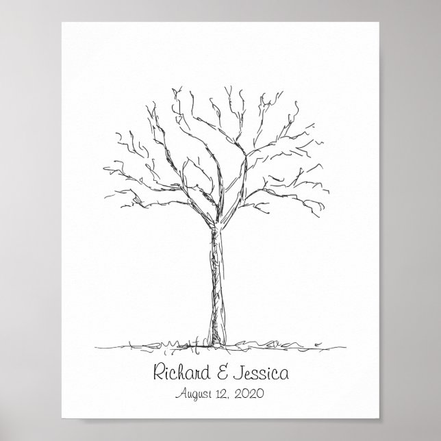 Wedding Fingerprint Tree, Custom Guest Book (Front)