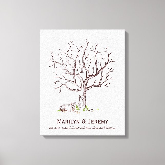 Wedding Fingerprint Tree (Dog) Canvas Print (Front)