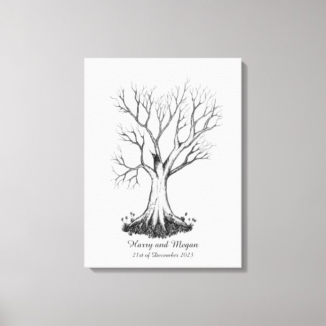Wedding Fingerprint Tree Guestbook - Canvas (Front)