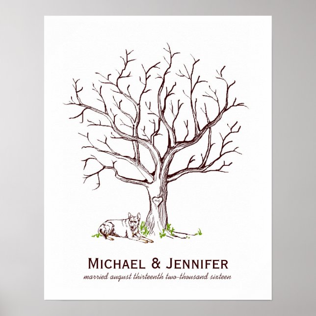 Wedding Fingerprint Tree Poster (Dog) (Front)