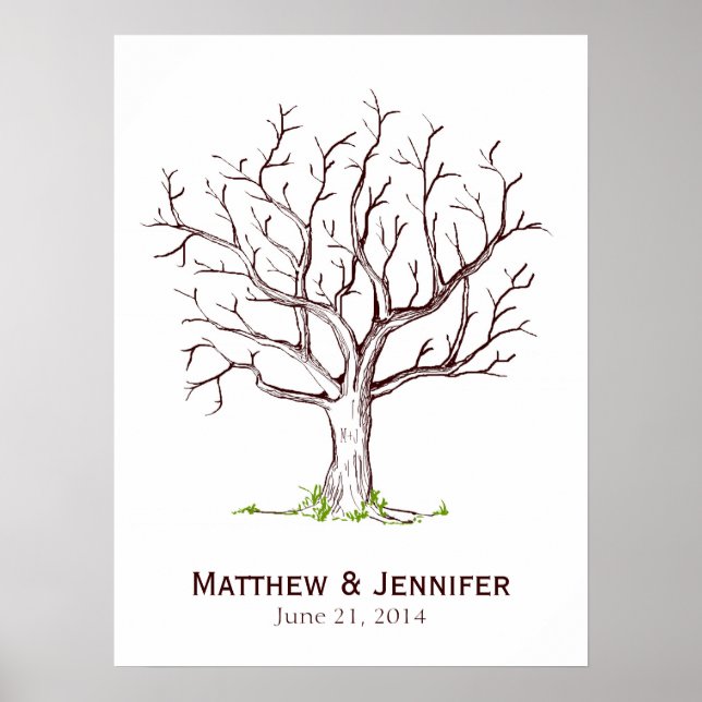Wedding Fingerprint Tree Poster (No Heart) (Front)