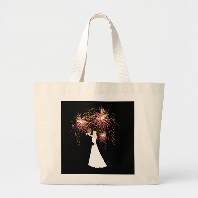 Wedding Fireworks Large Tote Bag (Front)