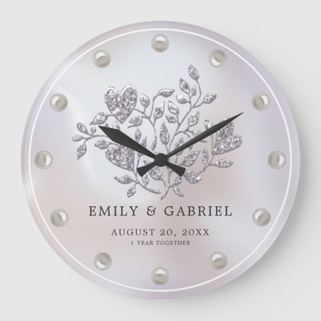 Wedding First Anniversary Large Clock (Front)