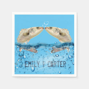 Wedding Fish in Water with Heart Bubbles Napkin