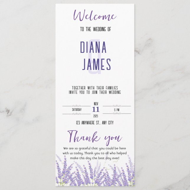 Wedding Flat Program Programme (Front)