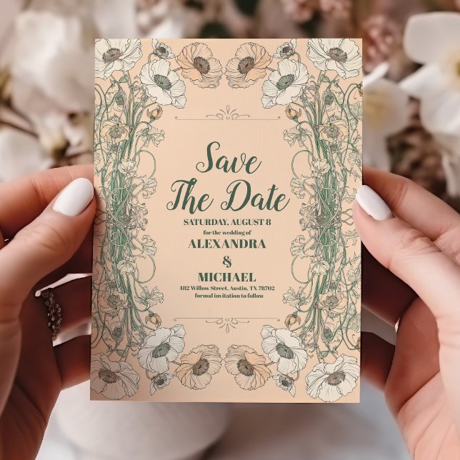 Wedding Floral Art Nouveau Save The Date (Creator Uploaded)