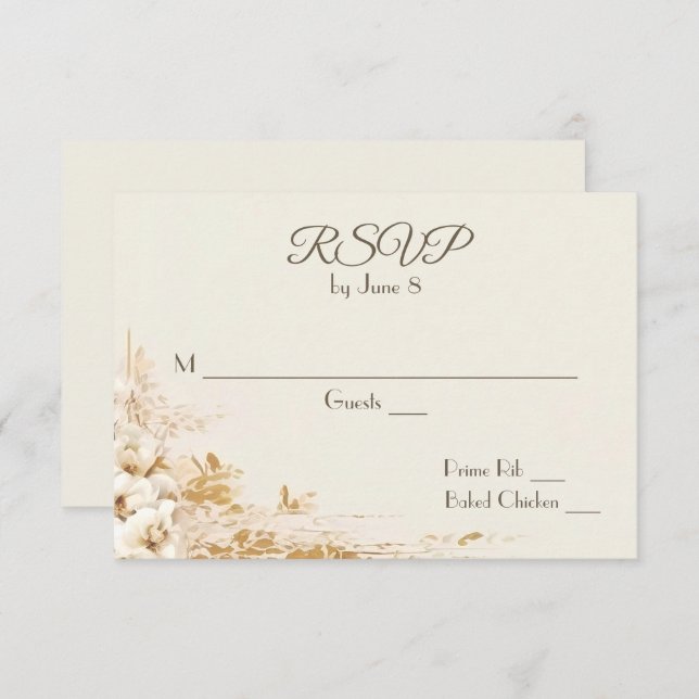 Wedding Floral Bouquet On Ivory RSVP (Front/Back)